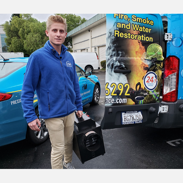 Copper uses a Boss Hydroxyl machine, which helps deodorize against smoke damage caused by the Glass Fire in the St. Helena area, California.
